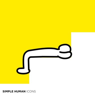 Basit bir ikon serisi, merdivenlerde yatan biri.