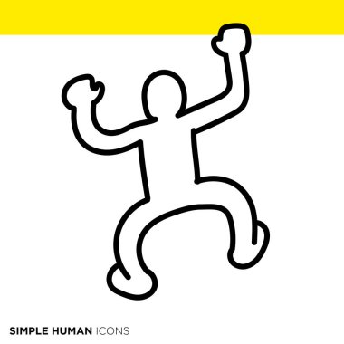 Basit bir ikon serisi, duvara tırmanan biri.