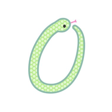 Komik ve sevimli yeşil bir yılan 0 numara olur.