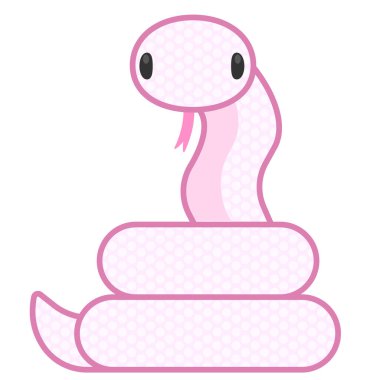 Komik ve sevimli sarmalanmış pembe bir yılan