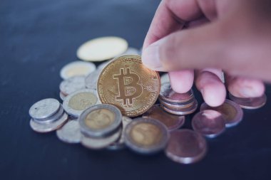 Bitcoin Kripto Para Birimi. Borsa Konsepti.