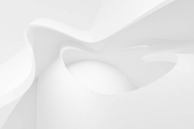 Abstract white Architecture Background. 3d render. Modern Geometric Wallpaper. Futuristic Technology Design