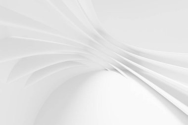 Abstract white Architecture Background. 3d render. Modern Geometric Wallpaper. Futuristic Technology Design