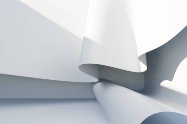 Abstract white Architecture Background. 3d render. Modern Geometric Wallpaper. Futuristic Technology Design