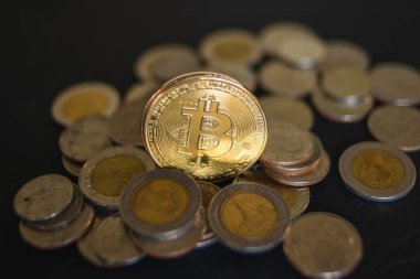 Bitcoin Kripto Para Birimi. Borsa Konsepti.