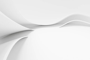 Abstract white Architecture Background. 3d render. Modern Geometric Wallpaper. Futuristic Technology Design