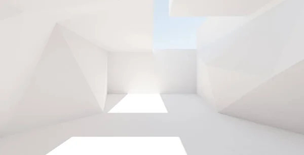 Abstract White Architecture Background Render Modern Geometric Wallpaper Futuristic Technology — Φωτογραφία Αρχείου