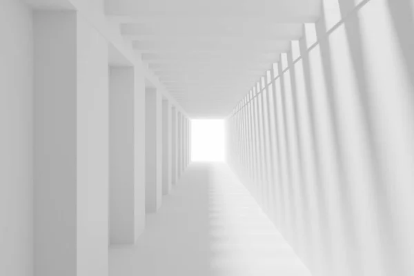 Abstract Empty White Corridor Future Interior Background Render — Foto de Stock