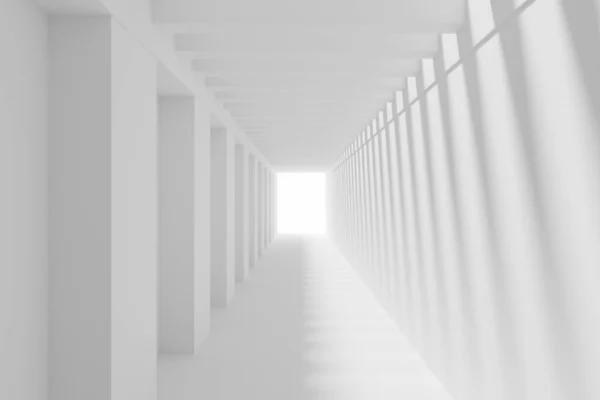 Abstract Empty White Corridor Future Interior Background Render Стоковое Фото