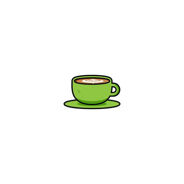 Ilustrace Zobrazující Šálek Kávy Pokrytý Smetanou Která Tvoří List Nazývá — Stockový vektor