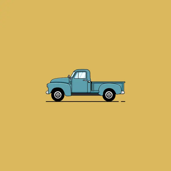 Flat Illustration Depicting Classic Truck Very Simple Appearance Cars Dressed — Stock Vector