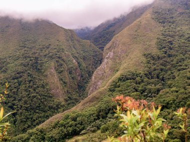Paramo Chontales 'in görkemli dağları sabahın erken saatlerinde Kolombiya' nın orta And Dağları 'ndaki Arcabuco kasabası yakınlarında yoğun bulutlarla kaplıydı..