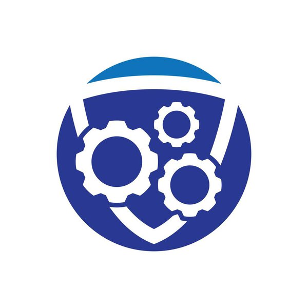 Shield with gear logo images illustration design