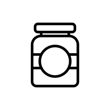 Vitaminler ana hatları simgesi. Sağlık vitaminleri sembolü. Mobil uygulamalar, web siteleri ve tasarımcılar için uygun vitamin şişesi ikonu tasarımı. Vektör izole illüstrasyonu