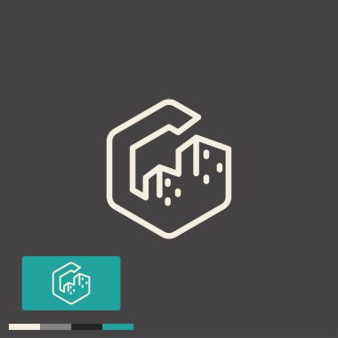 G harfi alfabe logosu tasarımı ve konut logoları, ikamet logoları, gelişim ve gri arka plandaki oteller için uygun şehir simgesi