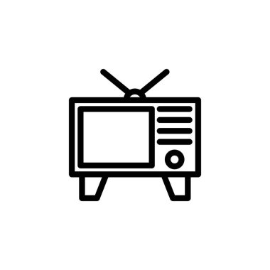 Television icon isolated on black. Television symbol suitable for graphic design and websites on a white background. Icon vector