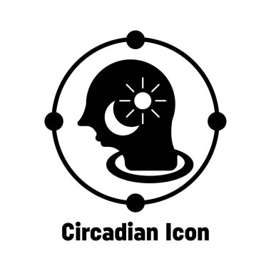 Circadian icon isolated on black. Circadian symbol suitable for graphic designers and websites on a white background. Icon vector