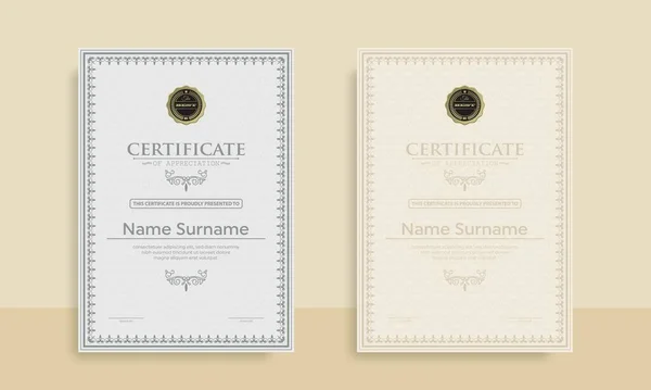 Set Diploma Certificate Achievement Template Vector Thai Outline Award Templates — Stock Vector