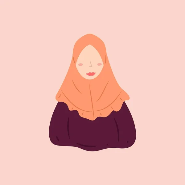 Rancangan Karakter Perempuan Muslim Mengenakan Hijab Dalam Gaya Trendi Populer - Stok Vektor