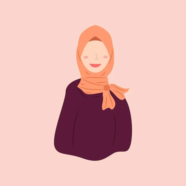 모슬렘 캐릭터는 스타일의 히잡을 이슬람교 캐릭터의 아바타는 이슬람교 그래픽 요소의 — 스톡 벡터