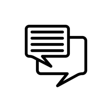 Modaya uygun çizgi tasarımında sohbet simgesi. Vektör grafik çizimi. Web sitesi, logo, uygulama ve arayüz tasarımı için sohbet sembolü. Siyah simge vektör tasarımı