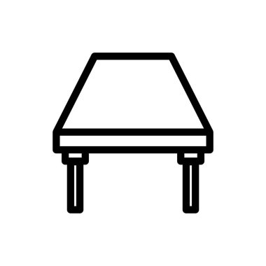Moda çizgisi tasarımında masa simgesi. Vektör grafik çizimi. Web sitesi, logo, uygulama ve arayüz tasarımı için masa sembolü. Siyah simge vektör tasarımı