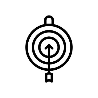 Moda çizgisi tasarımında hedef hedef simgesi. Vektör grafik çizimi. Web sitesi, logo, uygulama ve arayüz tasarımı için hedef sembol. Siyah simge vektör tasarımı