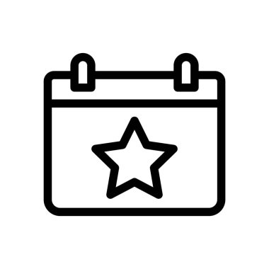 Takvim ya da moda çizgi tasarımında önemli bir gün simgesi. Vektör grafik çizimi. Web sitesi, logo, uygulama ve arayüz tasarımı için takvim veya önemli günlük sembol. Siyah simge vektör tasarımı