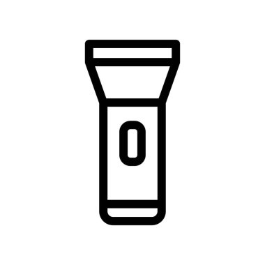 Moda çizgisi tasarımında el feneri simgesi. Vektör grafik çizimi. Web sitesi, logo, uygulama ve arayüz tasarımı için el feneri sembolü. Siyah simge vektör tasarımı