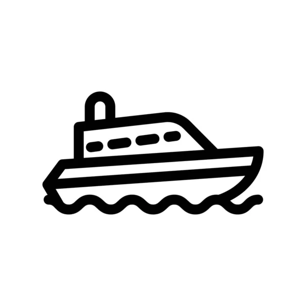 トレンディーなラインスタイルのデザインで船のアイコン ベクトルグラフィックイラスト ウェブサイト アプリ インターフェイスデザインのための航海船のシンボル ブラックアイコンベクトルデザイン — ストックベクタ
