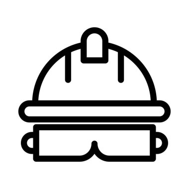 Güvenlik miğferi ikonu tasviri gösterim, web sitesi, logo ve tasarımcı için uygun işaret sembolü izole edildi. Yüksek kaliteli siyah biçim vektör simgesi