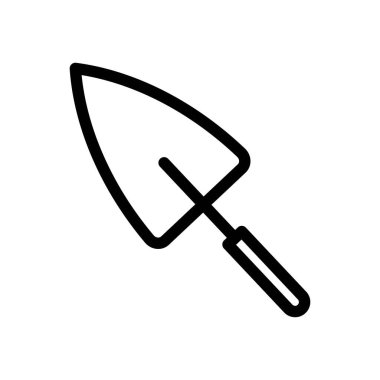 Trowel vektör illüstrasyonu görüntü, web sitesi, logo ve tasarımcı için uygun işaret simgesini izole etti. Yüksek kaliteli siyah biçim vektör simgesi