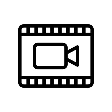 Film simgesi ya da logo vektör illüstrasyonu görüntü, web sitesi, logo ve tasarımcı için uygun işaret sembolünü izole etti. Yüksek kaliteli siyah biçim vektör simgesi