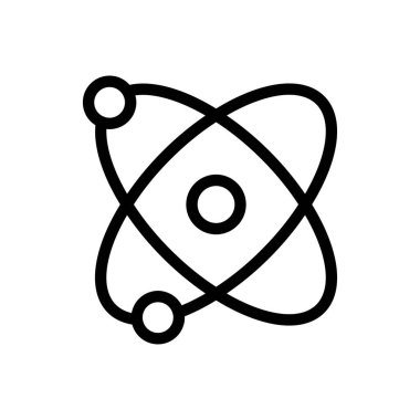 Atom simgesi veya logo vektörü izole edilmiş işaret sembolü ekran, web sitesi, logo ve tasarımcı için uygundur. Yüksek kaliteli siyah biçim vektör simgesi