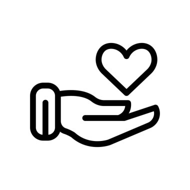 bağış simgesi tasarımı. Web siteleri, programcılar, geliştiriciler ve tasarımcıların ihtiyaçları için uygun beyaz zemin üzerinde modayı ve modern satır tarzını temsil eden semboller. Simge vektör tasarımı