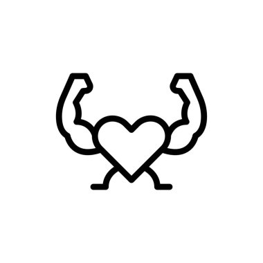 güçlü kalp ikonu veya logo tasarımı izole edilmiş işaret sembolü çizimi - tasarımcılar, web geliştiricileri, görüntüler ve web siteleri için uygun yüksek kalite çizgi biçimi vektör simgesi