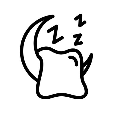 Uyku zamanı simgesi veya logo tasarımı izole edilmiş işaret sembolü çizimi - tasarımcılar, web geliştiricileri, görüntüleyiciler ve web siteleri için uygun yüksek kalite çizgi biçimi vektör simgesi