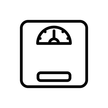 Vücut ölçeği simgesi veya logo tasarımı izole edilmiş işaret vektör ilüstrasyonu - tasarımcılar, web geliştiricileri, görüntüleyiciler ve web siteleri için uygun yüksek kalite çizgi biçimi vektör simgesi