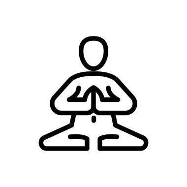 yoga simgesi veya logo tasarımı izole edilmiş işaret vektör illüstrasyonu - tasarımcılar, web geliştiricileri, görüntüler ve web siteleri için uygun yüksek kalite çizgi biçimi vektör simgesi