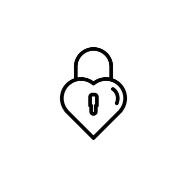 aşk kilidi simgesi ya da logo tasarımı izole edilmiş işaret sembolü çizimi - tasarımcılar, web geliştiricileri, görüntüleyiciler ve web siteleri için uygun yüksek kalite çizgi biçimi vektör simgesi