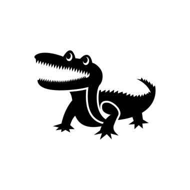 Timsah simgesi ya da logo tasarımı izole edilmiş işaret sembolü çizimi. Tasarımcılar, web geliştiricileri, görüntüler ve web siteleri için uygun yüksek kaliteli siyah çizgi biçim vektör simgeleri koleksiyonu