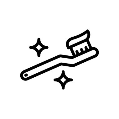 Diş fırçası simgesi ya da logo tasarımı izole edilmiş işaret sembolü çizimi. Yüksek kaliteli siyah çizgi biçimi vektör simgelerinden oluşan bir koleksiyon