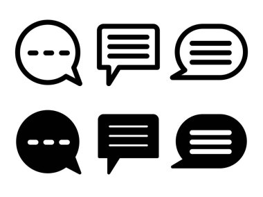 Sohbet simgesi ya da logo tasarımı izole edilmiş işaret sembolü illüstrasyonunu ayarla. Yüksek kaliteli siyah çizgi biçimi vektör simgelerinden oluşan bir koleksiyon