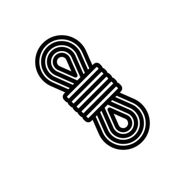 Basit siyah ve beyaz bobinli halat grafiği tırmanma faaliyetlerini veya talimat kılavuzları ve güvenlik bilgilerini bağlamak için idealdir.