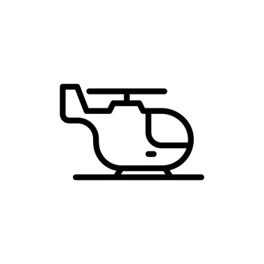 Basit satır dizaynında helikopter simgesi beyaz üzerine izole edilmiştir ulaşım veya havacılık temaları için mükemmeldir.