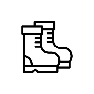 Taslak tarzında sağlam bir çift çizmenin simge çizimi, açık hava ve iş kıyafetleri için mükemmel..