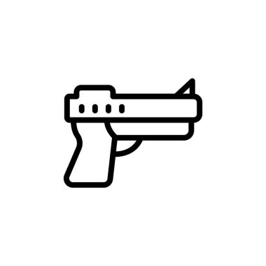 Güvenlik veya oyun tasarımı projeleri için minimalist silah temsiliyetine ihtiyaç duyan basit tabanca taslak simgesi.