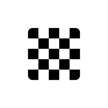 Minimalist kareli desenli tasarım düz beyaz arkaplan üzerinde yuvarlak köşeli alternatif siyah beyaz kareler grafik tasarımı ve arkaplan kullanımı için mükemmeldir.