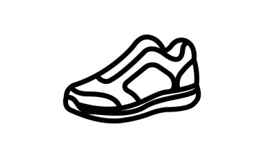 Çalışan bir ayakkabının basit bir taslak simgesi, fitness uygulamaları veya web siteleri için uygundur.