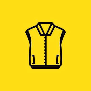 Sarı arkaplanda siyah bir yelek tasarımı moda veya giyim ile ilgili projeler için uygun bir minimalist tasarım yaratır..